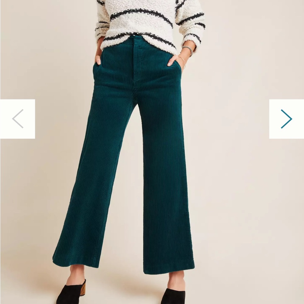 Anthropologie Teal Wide Leg Pants